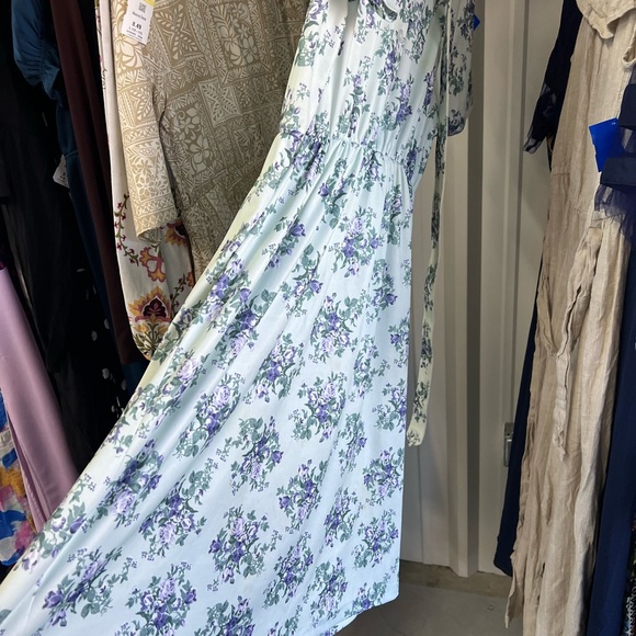 Vintage Haband Floral Knee Length Dress - Mint and Lavender - Picture 4 of 6